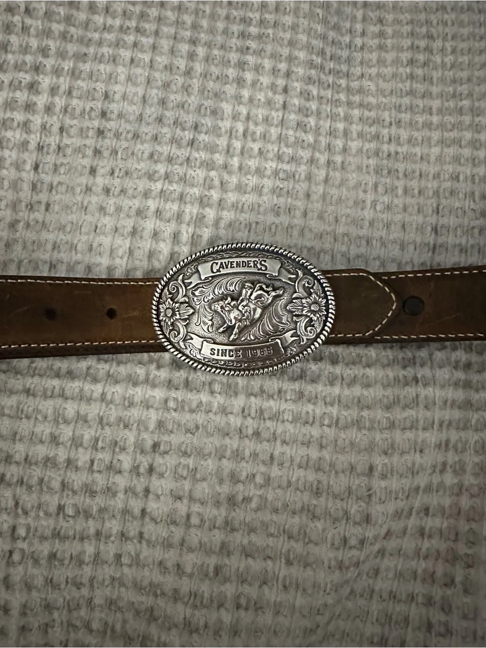 Cavender's Brown Kids Leather Belt with Decorative Silver Buckle